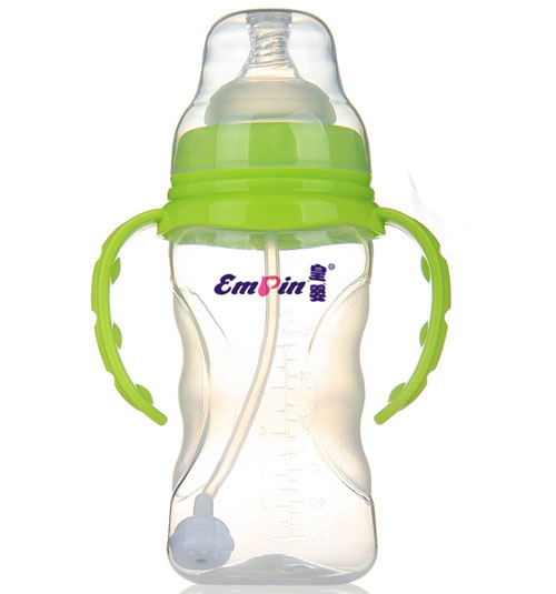 皇嬰寬口PP適指自動(dòng)大奶瓶240ml綠色