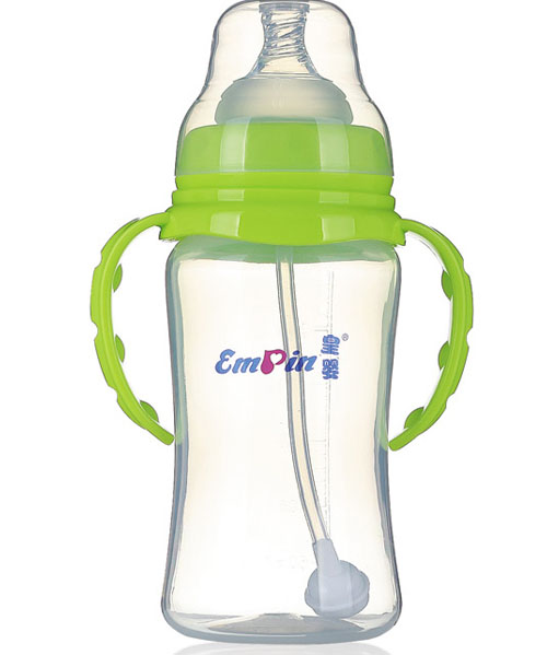 皇嬰寬口PP圓弧自動小奶瓶240ml綠色