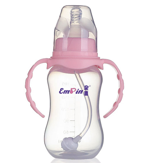 皇嬰標(biāo)口PP圓弧自動(dòng)小奶瓶180ml粉色