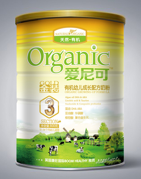 愛(ài)尼可金裝有機(jī)幼兒成長(zhǎng)配方奶粉3段800g