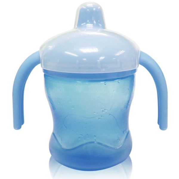 媽媽易嬰兒波浪學(xué)水杯雙耳學(xué)飲杯藍(lán)色