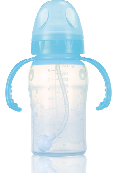 媽媽易300毫升全自動(dòng)雙柄寬口硅膠奶瓶(pp包裝)藍(lán)色