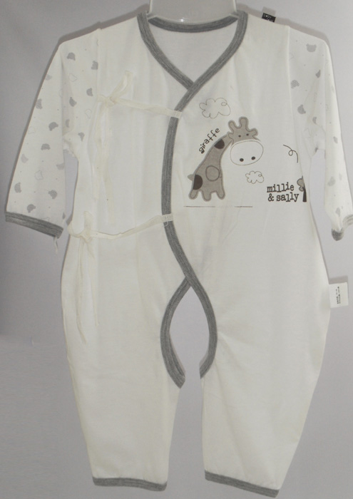 娃愛的蓓蓓灰邊系帶連體衣