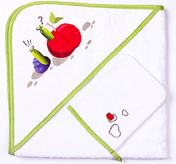 蝸牛Baby寶寶頭包被+洗澡手套