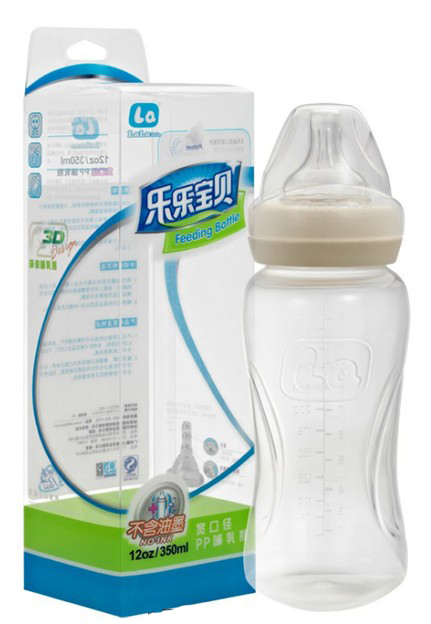 樂(lè)樂(lè)寶貝寬口pp哺乳期奶瓶350ml