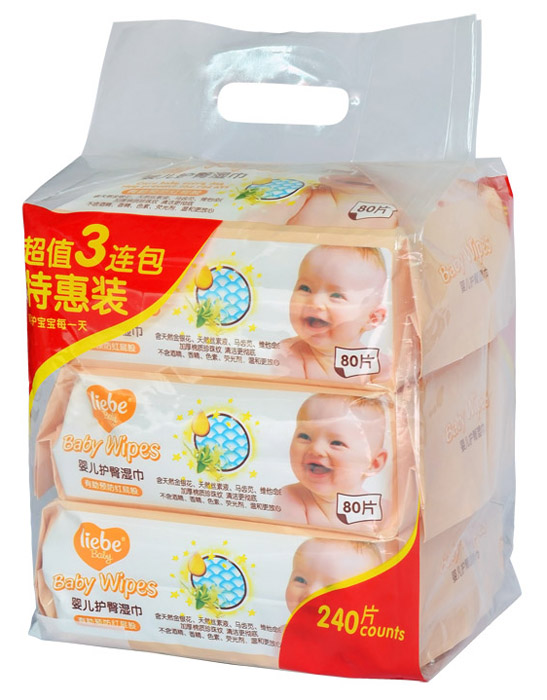 利貝嬰兒護(hù)臀濕巾80片X3包