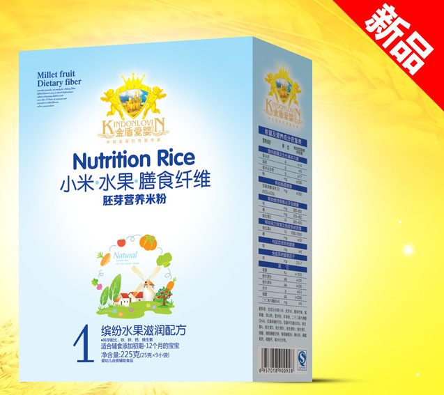 金盾愛(ài)嬰繽紛水果滋潤(rùn)配方小米米粉1段225g