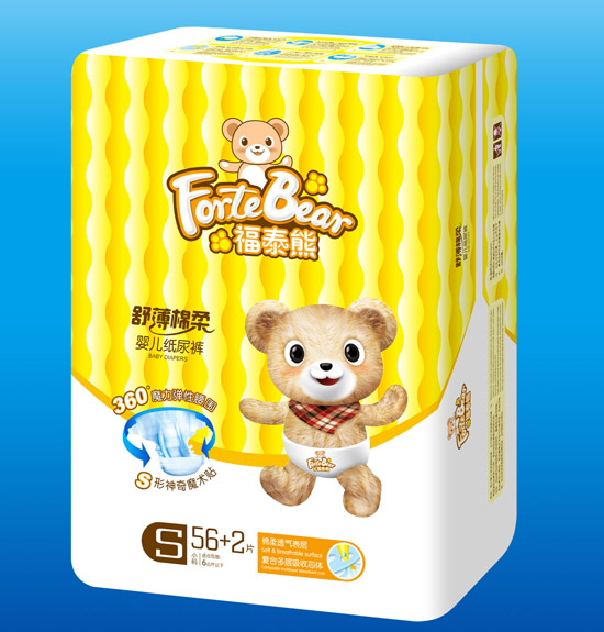 福泰熊舒薄棉柔yinge紙尿褲S碼56+2片