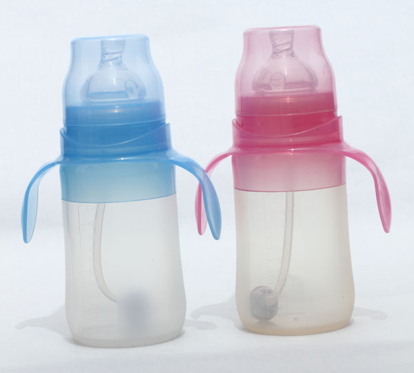 新兒寶寬口230ml雙耳自動(dòng)圓腰硅膠奶瓶