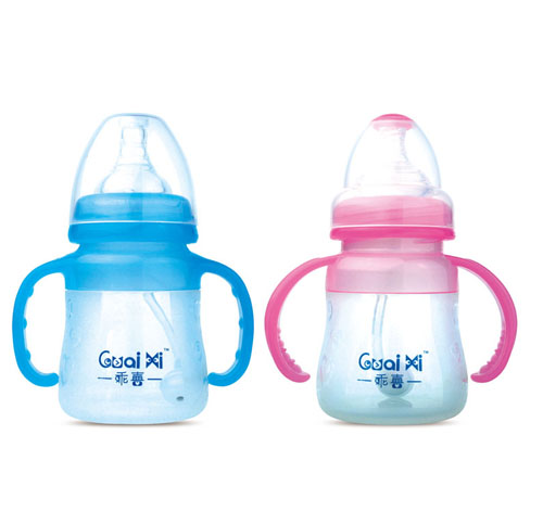 乖喜寬口徑有耳自動(dòng)硅膠奶瓶150ML G1068