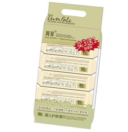 潤菲嬰兒護(hù)膚濕巾四連包
