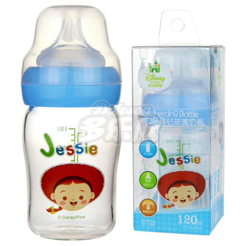 迪士尼寶寶寬口徑晶鉆玻璃奶瓶120ml