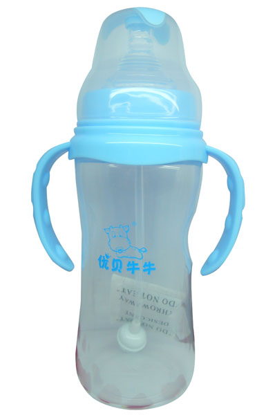 優(yōu)貝牛牛藍(lán)色寬口雙柄全自動(dòng)PP奶瓶330ml