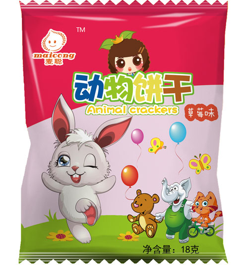 麥聰動(dòng)物餅干草莓味18克