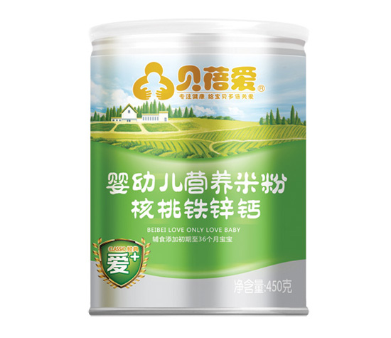 貝蓓愛(ài)嬰幼兒核桃鐵鋅鈣營(yíng)養(yǎng)米粉