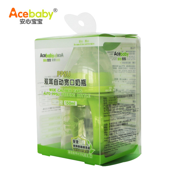 安心寶寶150ml-PPSU雙耳自動寬口奶瓶綠色手柄盒裝