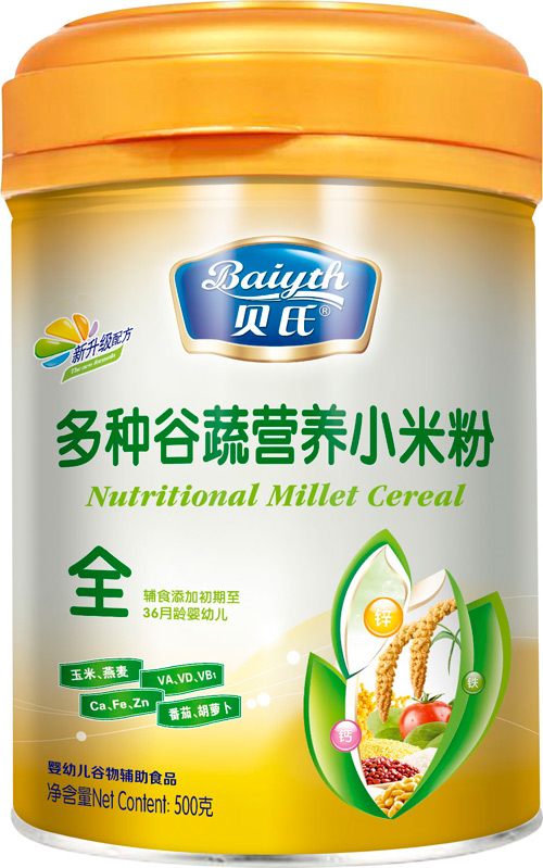 貝氏多種谷蔬營(yíng)養(yǎng)小米粉408克盒裝全段