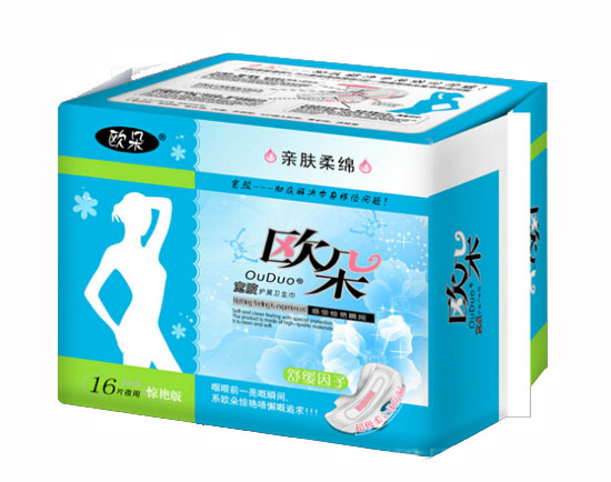 歐朵親膚柔綿16片夜用護(hù)翼衛(wèi)生巾