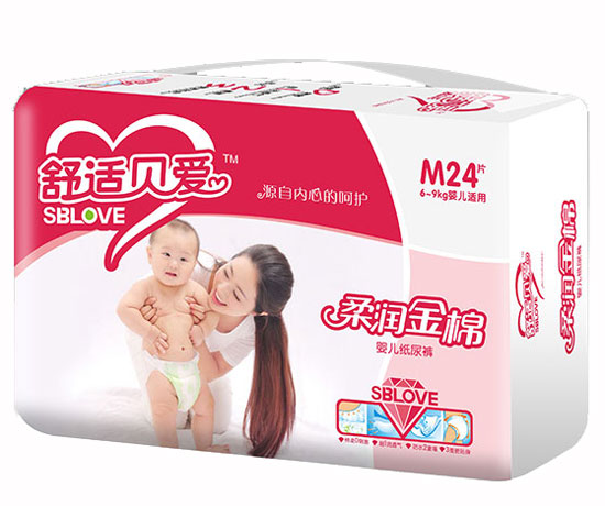 舒適貝愛柔潤金棉yinge紙尿褲M24片-橫