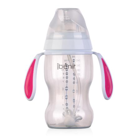 清素350ml寬口自動(dòng)PP奶瓶配變流量奶嘴-玫紅色