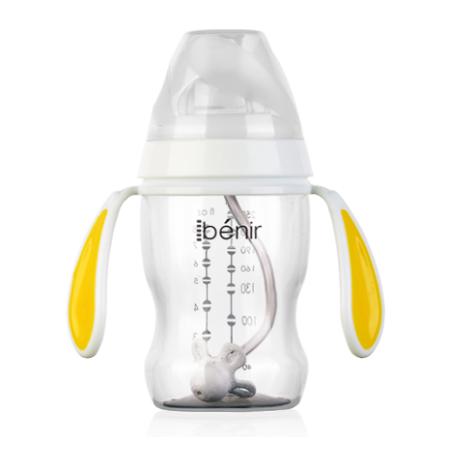 清素250ml寬口自動(dòng)PP奶瓶配變流量奶嘴-黃色