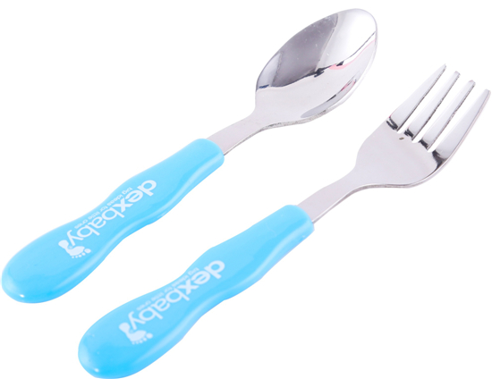 Dexbaby 不銹鋼叉勺組(中號)藍色