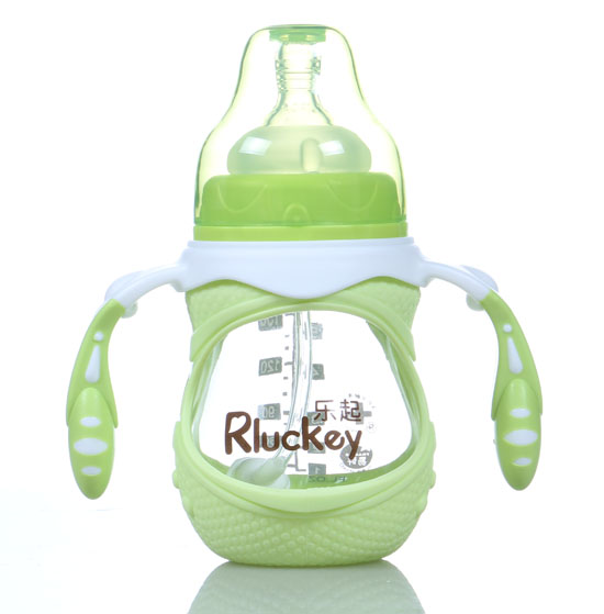 樂(lè)起寬口徑雙柄奶瓶綠色
