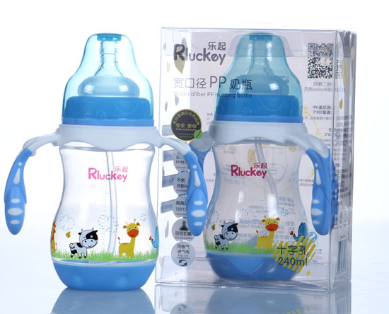 樂(lè)起240ml寬口徑PP奶瓶藍(lán)色