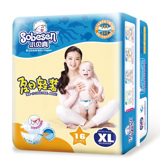 小貝真夏日輕裝嬰兒紙尿褲中包裝XL碼16片