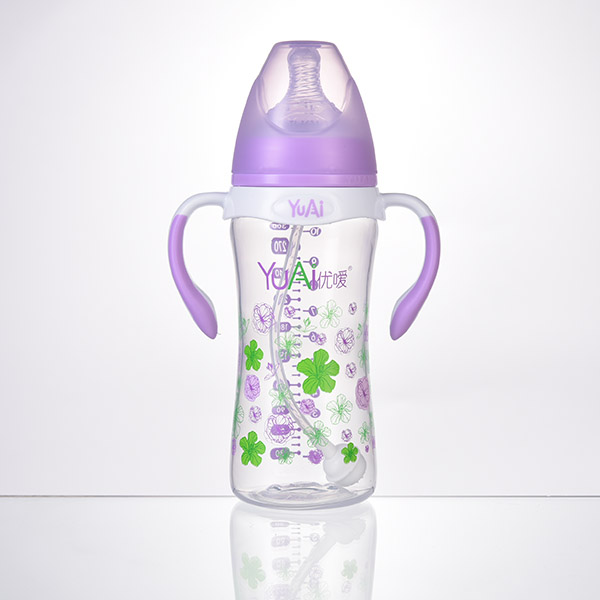 優(yōu)噯10安寬口弧線型手柄自動(dòng)PP奶瓶(300ml)
