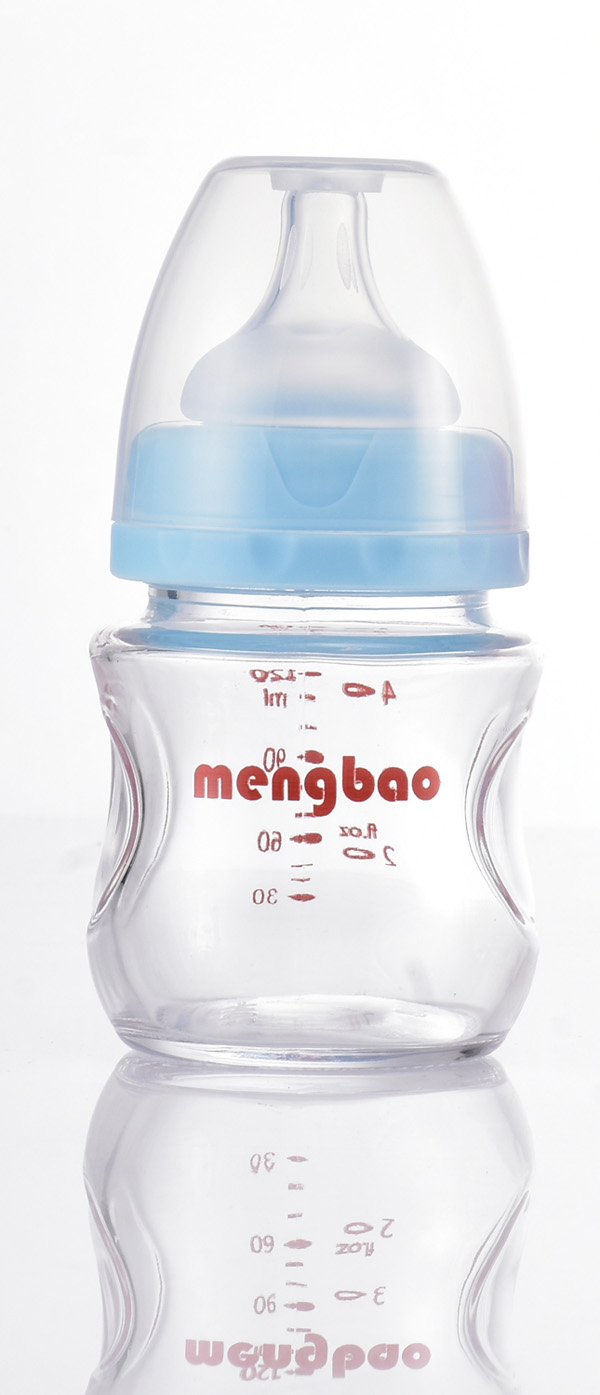 盟寶玻璃奶瓶150ml-藍(lán)色