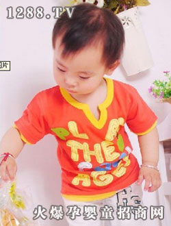 吉多小屋日韓版童裝短袖全棉V領(lǐng)T恤