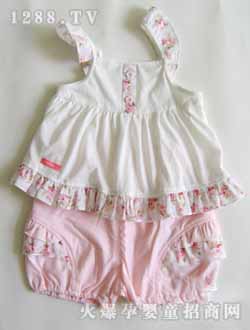 潤嬰寶吊帶套裝粉色