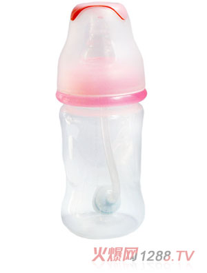 親恩4安標(biāo)口徑花型自動PP奶瓶（粉紅）