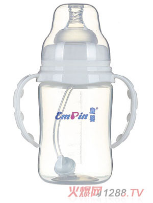 皇嬰寬口PP調(diào)弧自動(dòng)小奶瓶240ml白色