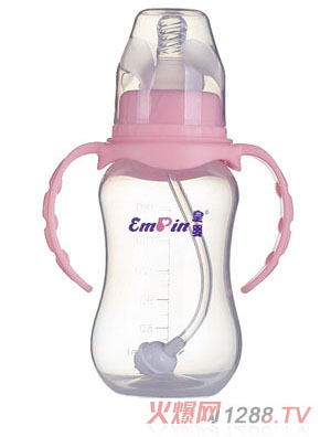 皇嬰標(biāo)口PP圓弧自動小奶瓶180ml粉色