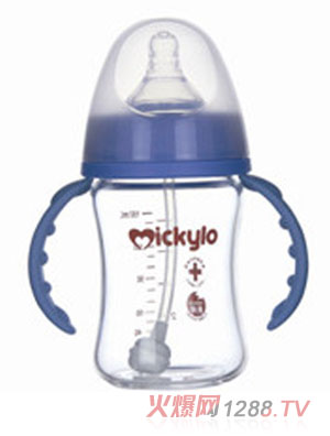 米奇樂晶鉆玻璃寬口自動(dòng)奶瓶150ml