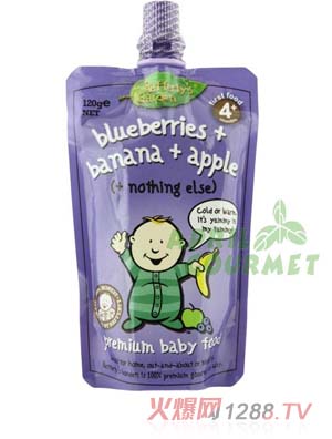 葉子嬰兒果泥(藍莓、香蕉和蘋果)