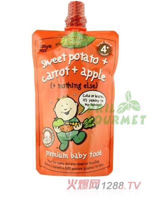 葉子嬰兒果泥（紅薯、胡蘿卜和蘋果）