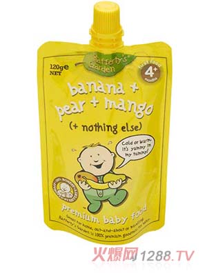 葉子嬰兒果泥（香蕉、梨和芒果）