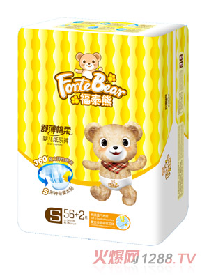 福泰熊舒薄棉柔yinge紙尿褲S碼56+2片