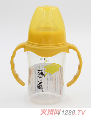 博士小帽P(pán)P有柄自然親子寬口奶瓶180ml黃色