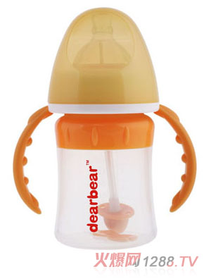 親親貝貝寬口硅膠奶瓶150ml+自動吸管+握把