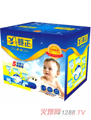 嬰正男女寶寶通用紙尿褲整箱L碼192片