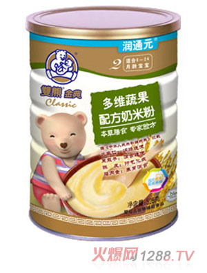 雙熊金典多維蔬果配方奶米粉聽(tīng)裝