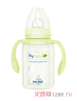 飛樂比標(biāo)口硅膠防護(hù)套玻璃雙柄小奶瓶120ml