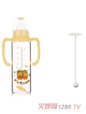 小土豆標(biāo)準(zhǔn)口徑晶鉆玻璃雙柄自動(dòng)大奶瓶