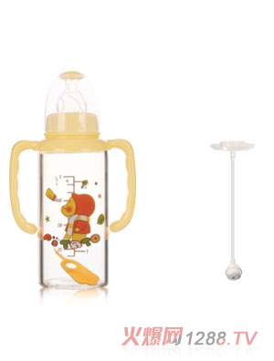 小土豆標(biāo)準(zhǔn)口徑晶鉆玻璃雙柄自動(dòng)小奶瓶