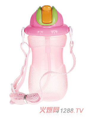 貝樂嘉粉色帶蓋嬰兒環(huán)保水壺