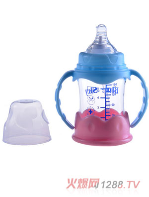 富嬰坊防爆玻璃奶瓶150ML紅藍
